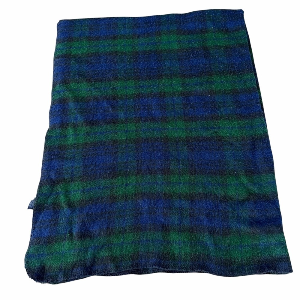 VTG Ralph Lauren Black Watch Plaid Acrylic Stadium Throw Blanket 49x64 USA READ
